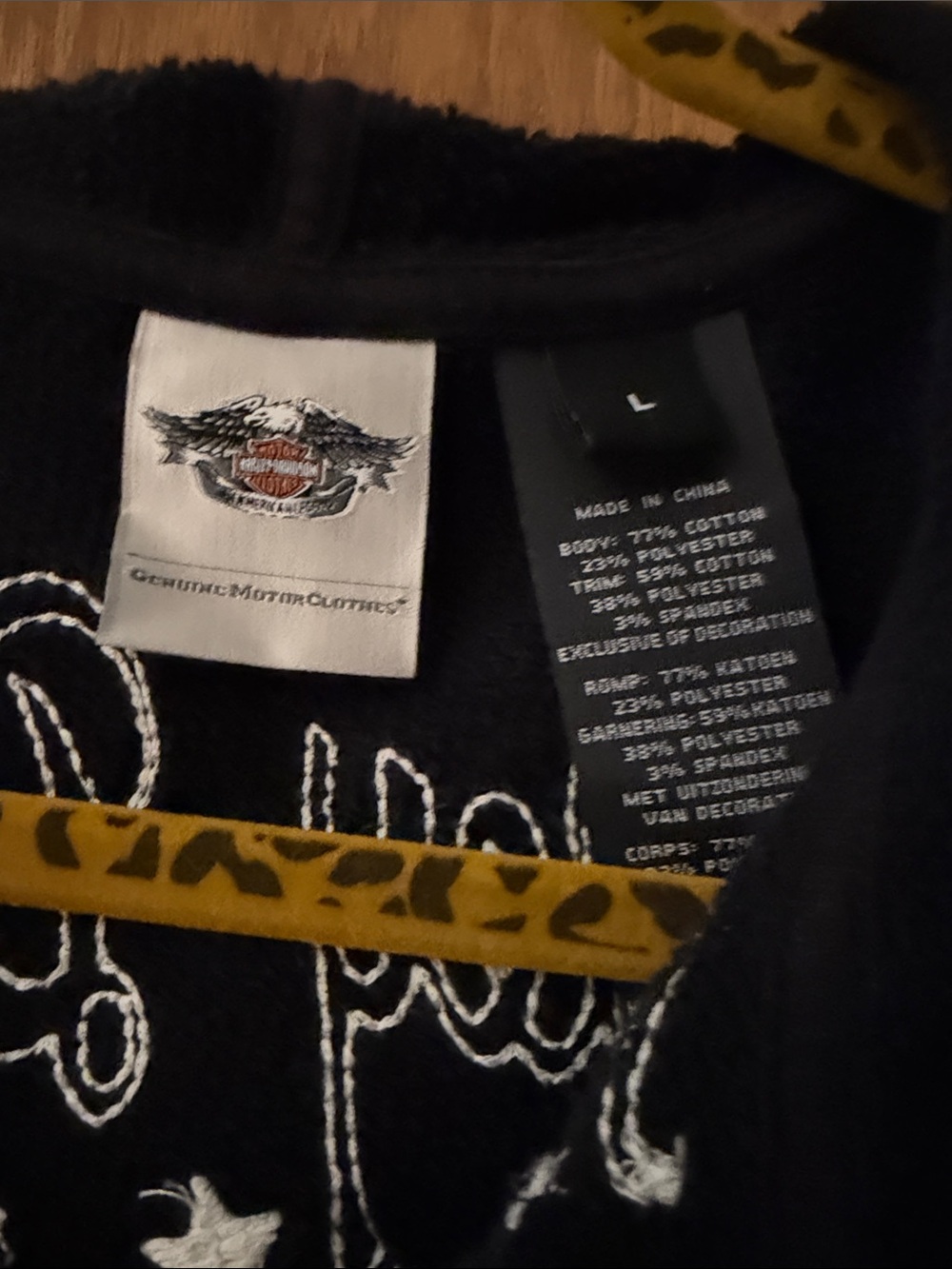 Harley-Davidson Black Hooded Sleeveless Zip Vest with White Skull - Picture 2 of 3